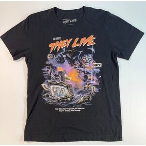 Fright Rags They Live John Carpenter Movie Graphic T Shirt Black Mens Medium